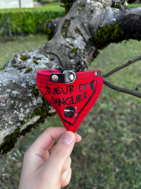 Collier cuir foulard rouge S