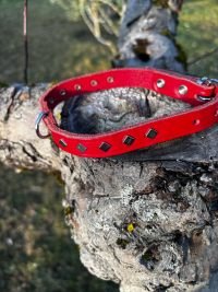 Collier cuir rouge M