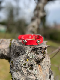 Collier cuir rouge M