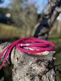 Laisse cuir rose