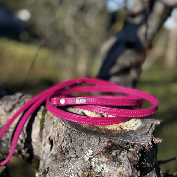 Laisse cuir rose