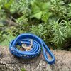 Laisse cuir bleu avec strass