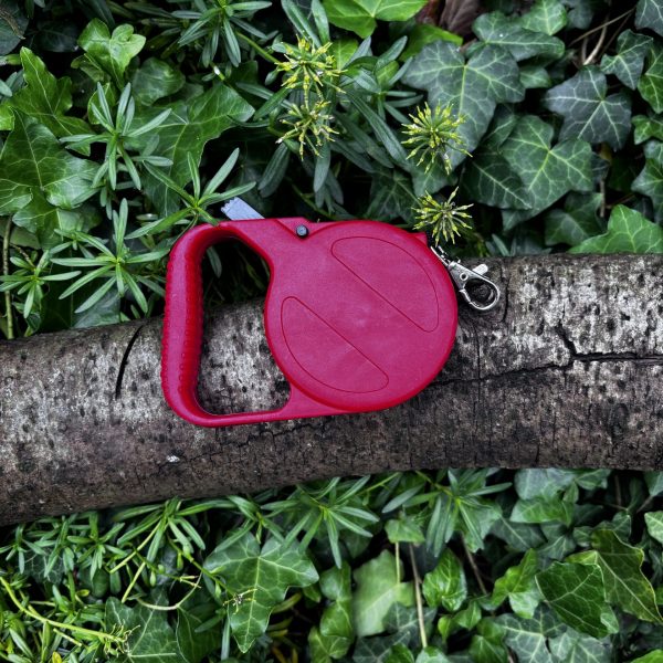 Petite laisse rétractable rouge
