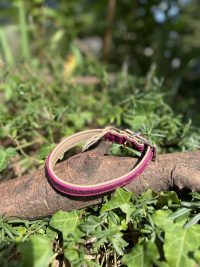 Collier cuir fuchsia 27-33cm